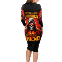 Flame Skull Long Sleeve Bodycon Dress Hello Darkness My Old Friend - Wonder Print Shop