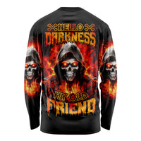 Flame Skull Long Sleeve Shirt Hello Darkness My Old Friend - Wonder Print Shop