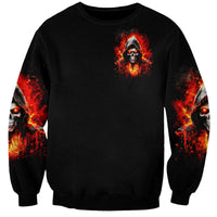 Flame Skull Sweatshirt Hello Darkness My Old Friend - Wonder Print Shop