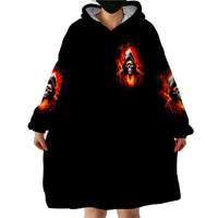 Flame Skull Wearable Blanket Hoodie Hello Darkness My Old Friend - Wonder Print Shop