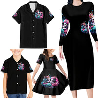Couple Skull Family Matching Long Sleeve Bodycon Dress and Hawaiian Shirt In One Life Time You Will Love Many Time But One Love - Wonder Print Shop