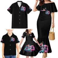 Couple Skull Family Matching Mermaid Dress and Hawaiian Shirt In One Life Time You Will Love Many Time But One Love - Wonder Print Shop
