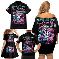 Couple Skull Family Matching Off Shoulder Short Dress and Hawaiian Shirt In One Life Time You Will Love Many Time But One Love - Wonder Print Shop