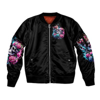 Couple Skull Sleeve Zip Bomber Jacket In One Life Time You Will Love Many Time But One Love - Wonder Print Shop