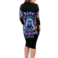 Queen Skull Family Matching Long Sleeve Bodycon Dress and Hawaiian Shirt Bitch I'm Not A Princess I'm The Fucking Queen - Wonder Print Shop