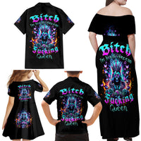Queen Skull Family Matching Off Shoulder Maxi Dress and Hawaiian Shirt Bitch I'm Not A Princess I'm The Fucking Queen - Wonder Print Shop