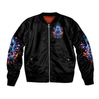 Queen Skull Sleeve Zip Bomber Jacket Bitch I'm Not A Princess I'm The Fucking Queen - Wonder Print Shop