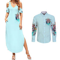 Skull Fairy Couples Matching Summer Maxi Dress and Long Sleeve Button Shirt Bitch I'm Not A Princess I'm The Fucking Queen - Wonder Print Shop