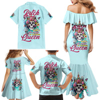 Skull Fairy Family Matching Mermaid Dress and Hawaiian Shirt Bitch I'm Not A Princess I'm The Fucking Queen - Wonder Print Shop