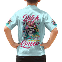 Skull Fairy Family Matching Off Shoulder Short Dress and Hawaiian Shirt Bitch I'm Not A Princess I'm The Fucking Queen - Wonder Print Shop