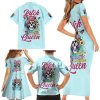 Skull Fairy Family Matching Short Sleeve Bodycon Dress and Hawaiian Shirt Bitch I'm Not A Princess I'm The Fucking Queen - Wonder Print Shop