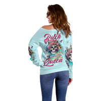 Skull Fairy Off Shoulder Sweater Bitch I'm Not A Princess I'm The Fucking Queen - Wonder Print Shop