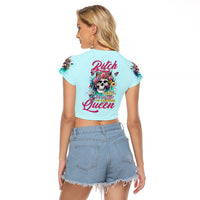 Skull Fairy Raglan Cropped T Shirt Bitch I'm Not A Princess I'm The Fucking Queen - Wonder Print Shop