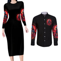 Rose Queen Couples Matching Long Sleeve Bodycon Dress and Long Sleeve Button Shirt Four Out Of The Five Voices In My Head Think You re An Idiot - Wonder Print Shop