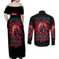 Rose Queen Couples Matching Off Shoulder Maxi Dress and Long Sleeve Button Shirt Four Out Of The Five Voices In My Head Think You re An Idiot - Wonder Print Shop