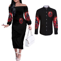Rose Queen Couples Matching Off The Shoulder Long Sleeve Dress and Long Sleeve Button Shirt Four Out Of The Five Voices In My Head Think You re An Idiot