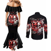 Couple Skull Couples Matching Mermaid Dress and Long Sleeve Button Shirt From Our First Kiss