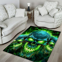 Flame Skull Area Rug I'm Never Alone My Demons Are Wit Me 24/7 - Wonder Print Shop