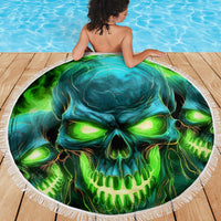 Flame Skull Beach Blanket I'm Never Alone My Demons Are Wit Me 24/7 - Wonder Print Shop