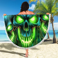 Flame Skull Beach Blanket I'm Never Alone My Demons Are Wit Me 24/7 - Wonder Print Shop