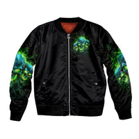 Flame Skull Bomber Jacket I'm Never Alone My Demons Are Wit Me 24/7 - Wonder Print Shop