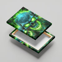 Flame Skull Canvas Wall Art I'm Never Alone My Demons Are Wit Me 24/7 - Wonder Print Shop