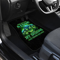 Flame Skull Car Mats I'm Never Alone My Demons Are Wit Me 24/7 - Wonder Print Shop