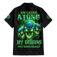 Flame Skull Family Matching Mermaid Dress and Hawaiian Shirt I'm Never Alone My Demons Are Wit Me 24/7 - Wonder Print Shop
