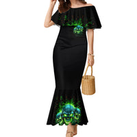 Flame Skull Family Matching Mermaid Dress and Hawaiian Shirt I'm Never Alone My Demons Are Wit Me 24/7 - Wonder Print Shop