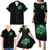 Flame Skull Family Matching Puletasi and Hawaiian Shirt I'm Never Alone My Demons Are Wit Me 24/7 - Wonder Print Shop