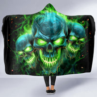 Flame Skull Hooded Blanket I'm Never Alone My Demons Are Wit Me 24/7