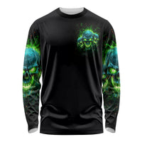 Flame Skull Long Sleeve Shirt I'm Never Alone My Demons Are Wit Me 24/7 - Wonder Print Shop