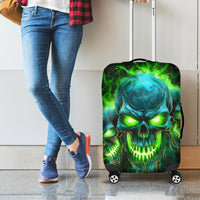 Flame Skull Luggage Cover I'm Never Alone My Demons Are Wit Me 24/7 - Wonder Print Shop