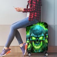 Flame Skull Luggage Cover I'm Never Alone My Demons Are Wit Me 24/7 - Wonder Print Shop