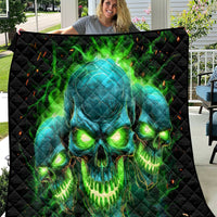 Flame Skull Quilt I'm Never Alone My Demons Are Wit Me 24/7 - Wonder Print Shop