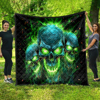 Flame Skull Quilt I'm Never Alone My Demons Are Wit Me 24/7 - Wonder Print Shop