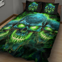 Flame Skull Quilt Bed Set I'm Never Alone My Demons Are Wit Me 24/7 - Wonder Print Shop