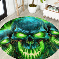 Flame Skull Round Carpet I'm Never Alone My Demons Are Wit Me 24/7