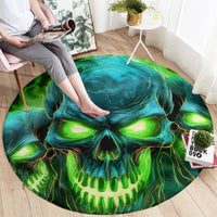 Flame Skull Round Carpet I'm Never Alone My Demons Are Wit Me 24/7