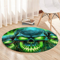 Flame Skull Round Carpet I'm Never Alone My Demons Are Wit Me 24/7