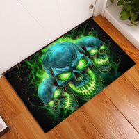 Flame Skull Rubber Doormat I'm Never Alone My Demons Are Wit Me 24/7 - Wonder Print Shop