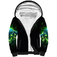Flame Skull Sherpa Hoodie I'm Never Alone My Demons Are Wit Me 24/7 - Wonder Print Shop