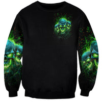 Flame Skull Sweatshirt I'm Never Alone My Demons Are Wit Me 24/7 - Wonder Print Shop