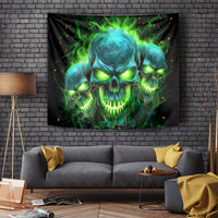 Flame Skull Tapestry I'm Never Alone My Demons Are Wit Me 24/7 - Wonder Print Shop