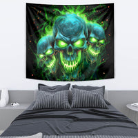 Flame Skull Tapestry I'm Never Alone My Demons Are Wit Me 24/7 - Wonder Print Shop