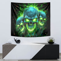 Flame Skull Tapestry I'm Never Alone My Demons Are Wit Me 24/7 - Wonder Print Shop