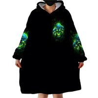 Flame Skull Wearable Blanket Hoodie I'm Never Alone My Demons Are Wit Me 24/7 - Wonder Print Shop
