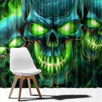 Flame Skull Window Curtain I'm Never Alone My Demons Are Wit Me 24/7 - Wonder Print Shop