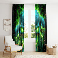 Flame Skull Window Curtain I'm Never Alone My Demons Are Wit Me 24/7 - Wonder Print Shop