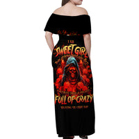 Rose Skull Family Matching Off Shoulder Maxi Dress and Hawaiian Shirt Iam Sweet Girl But If You Piss Me Off - Wonder Print Shop